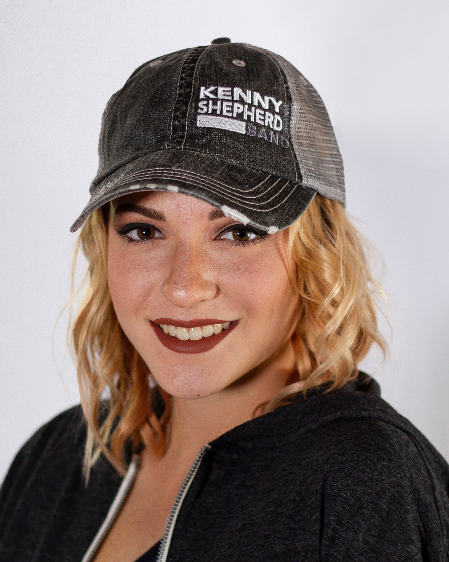 Grey washed out mesh Logo Baseball Cap