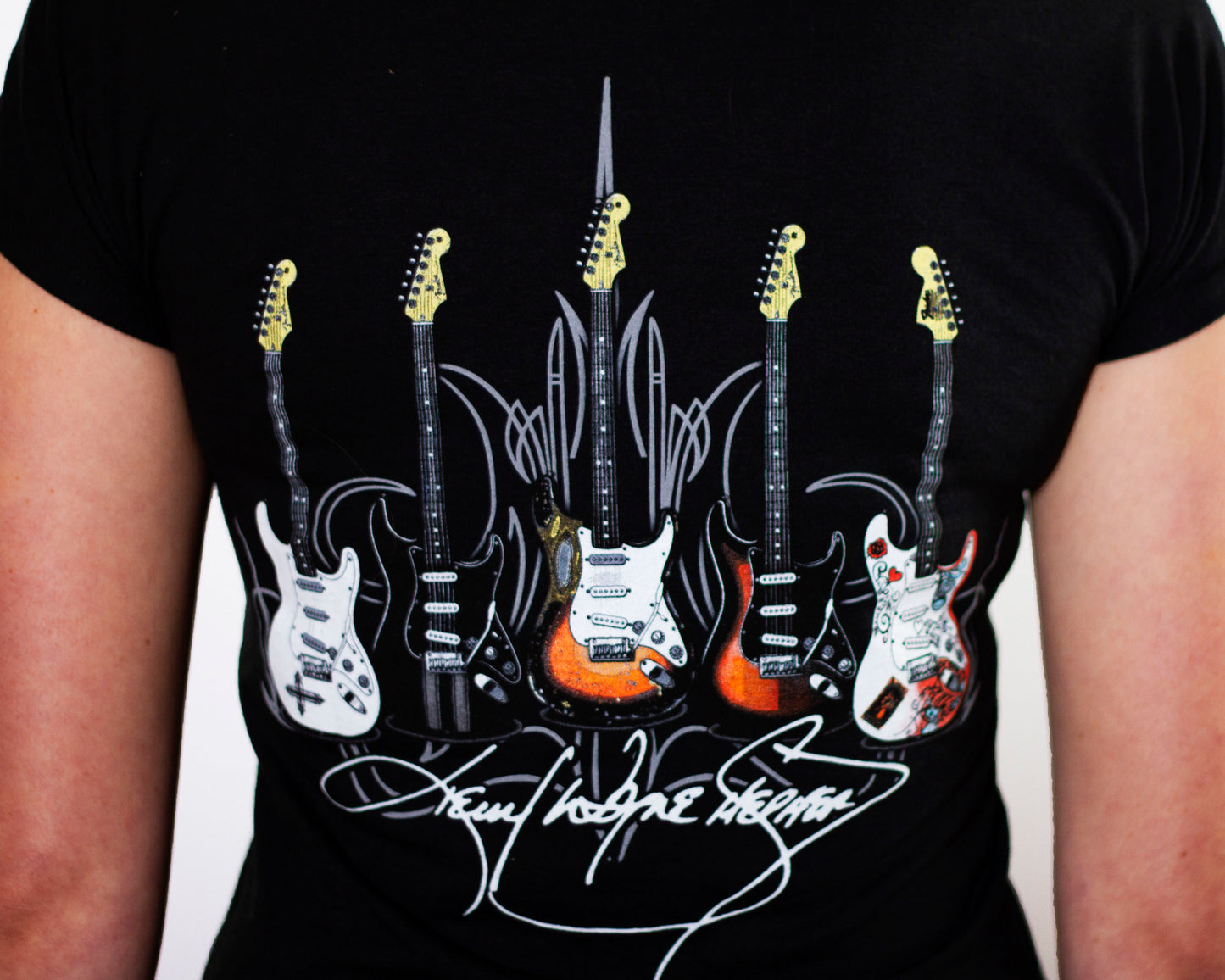 LADIES V-neck Multi Guitars T-Shirt