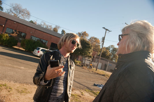 Dad and I talking about getting on stage when I was 15.